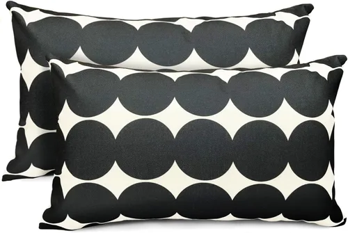 Vista 46 de Juego de 2 fundas de almohada decorativas negras boho 16x16 pulgadas, fundas de almohada de lino modernas estilo bohemia campestre para exteriores