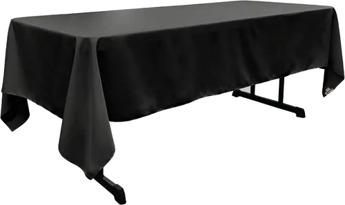 Vista 2 de LA Linen Mantel rectangular lavable de popelín de poliéster, resistente a las manchas y a las arrugas, cubierta de mesa 60x84, mantel de tela
