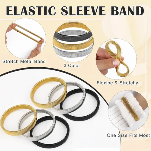 Vista 4 de Coolrunner 6 piezas antideslizantes elásticos para camisas de manga de brazaletes metálicos para ligas elásticas de banda