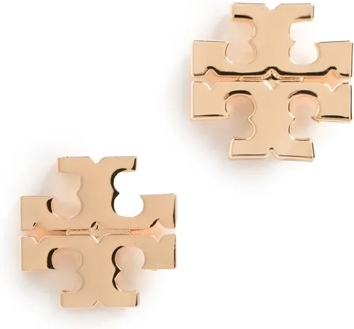 Vista 5 de Tory Burch - Aretes de tachuelas con icono para mujer Oro rosa