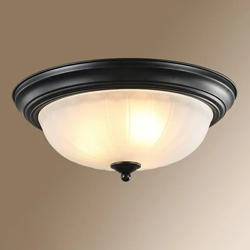 Vista 3 de Lámpara de techo semiempotrada, lámpara de techo con forma de cúpula de vidrio estilo vintage, lámpara de techo empotrada para vestíbulo, Negro