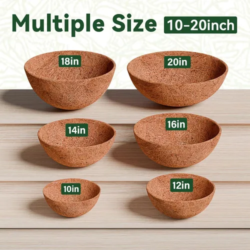 Vista 2 de ZeeDix Paquete de 3 forros de coco de 12 pulgadas para maceteros, revestimientos redondos para cestas colgantes 100% naturales, cesta de coco
