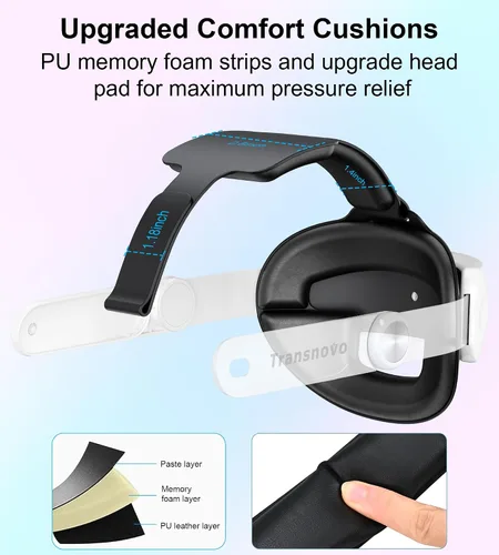 Vista 6 de Compatible with Oculus Quest 3 Head Strap, VR Accessory for Meta Quest 3,One-Button Retractable Lightweight Elite Strap,Enhanced Comfort Support and