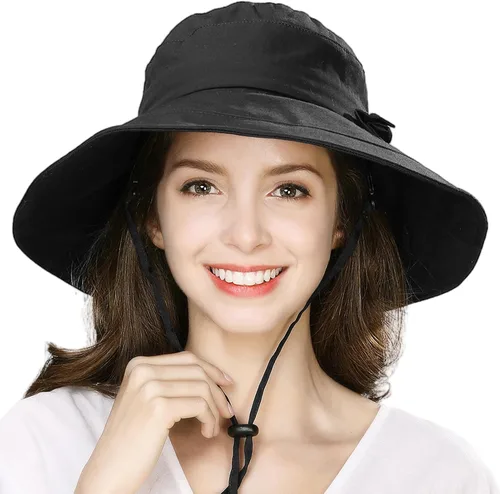 Vista 7 de Comhats Sombrero de verano plegable de algodón para mujer, protección UV, ala ancha, jardinería, viajes, 21.3-25.2 in
