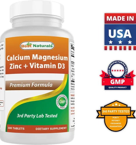 Vista 6 de Best Naturals Calcio Magnesio Zinc con Vitamina D3 y Vitamina K2 (MK7) con D3
