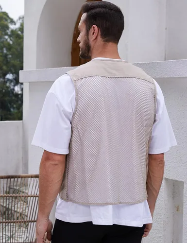 Vista 6 de Gihuo Chaleco safari de pesca para hombre con bolsillos para viajes de verano