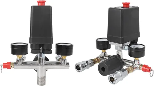 Vista 3 de Compresor de aire Montaje de soporte Interruptor de control de presión Regulador de colector de válvula Accesorios de compresor de aire