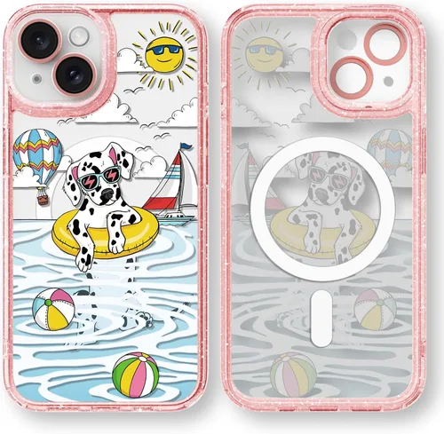 Vista 146 de Compatible para iPhone 13 Funda Bonita Estética - Funda para Teléfono Rosa con Purpurina con Protector de Cámara - Diseño de Cubierta