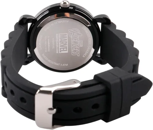 Vista 2 de Marvel Reloj analógico de cuarzo con correa de silicona para niños, Negro -, Classic