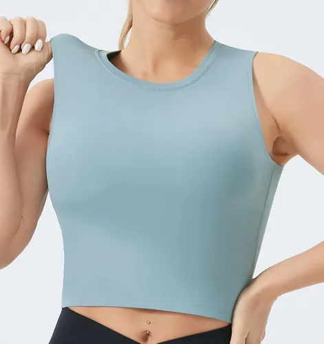 Vista 4 de THE GYM PEOPLE Sujetador deportivo de soporte medio para mujer, extraíble, acolchado, sin mangas, para entrenamiento
