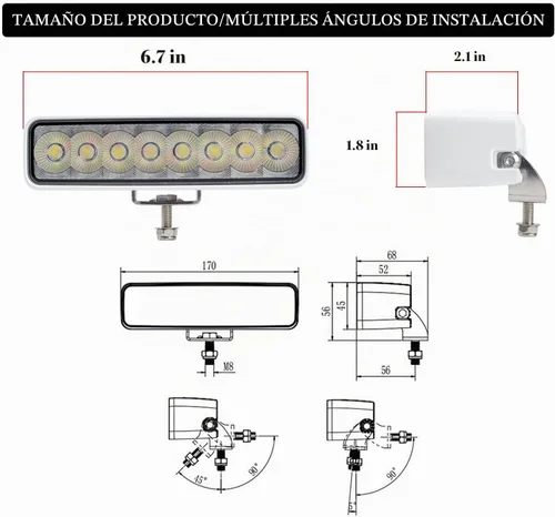 Vista 4 de RGBW - Luz LED para esparcidor de barcos, luces marinas impermeables para muelle de cubierta, 2 barras de luz de inundación de 6.7 pulgadas