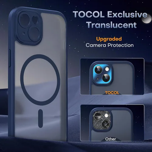 Vista 263 de TOCOL Funda para iPhone 11, compatible con Magsafe, protección completa de cámara, imanes integrados, protección contra caídas, funda translúcida