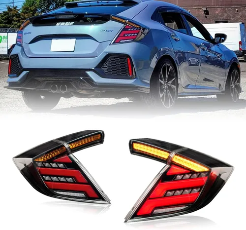 Vista 12 de HCmotion Conjunto de luces traseras LED para Honda Civic 10Th Gen Hatchback Tipo R FK7 FK8 2016-2021 con señal secuencial, animación LED DRL Start