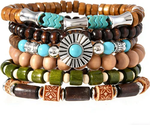Vista 50 de Pulsera Gótica Ajustable de Cuero Trenzado Punk Multicapa de Estilo Grunge, Conjunto de Pulseras Emo con Brazalete de Metal, Envoltura