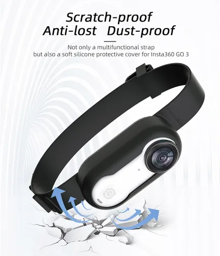 Vista 4 de Correa de silicona para Insta360 GO 3 Cámara Multifuncional Fijación Correa Drone Bicicletas Montaje Cinturón Ajustable Accesorios