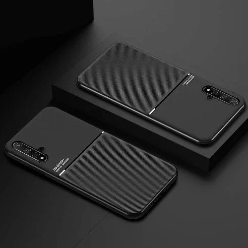 Vista 5 de Kepuch Mowen Cubierta De La Cubierta Del Parachoques Placa De Metal Incorporada Para Huawei Nova 5T/Honor 20 - Negro
