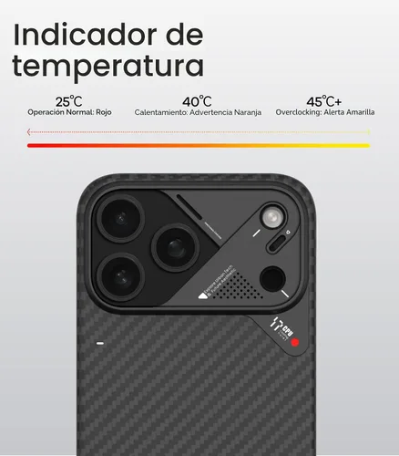 Vista 5 de Aulumu A17 Aramid Fiber iPhone 17 Pro Max Case 1500D Ultra Slim Woven CoolHyper Real Cooling Compatible with MagSafe