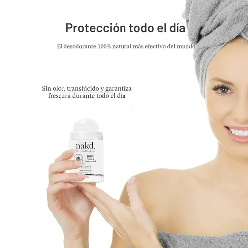 Vista 3 de nakd. Thai Crystal Deodorant Stone – 2 barras desodorantes de cristal de sal, 4.25 oz. Regular + 2.5 oz. Tamaño de viaje, totalmente natural, sin