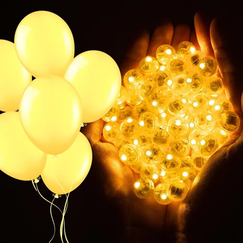 Vista 2 de ZGWJ 50 piezas de luces de globo mini, funciona con pilas, luz redonda impermeable LED de tiempo de espera prolongado para globo de cumpleaños