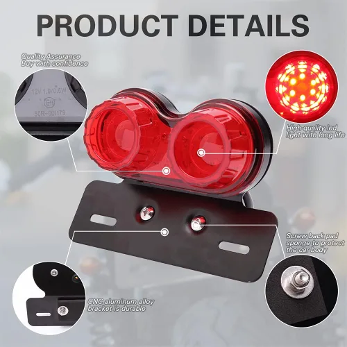 Vista 5 de DREAMIZER Luz trasera de freno LED roja para motocicleta con señal de giro, placa de matrícula compatible con Sportster 883 Street bike Dirt bike