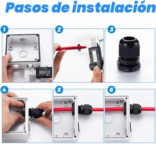 Vista 5 de Prensaestopas de cable 100 unids glándula de cable juntas impermeables, conectores de cable impermeables negros ajustables de 0.118-0.984 in PG7 PG9