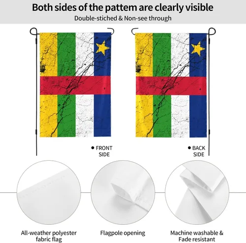 Vista 6 de Flag Of The Central African Republic Texture Effect Garden Flag 28"x40" Inch Double Sided Garden Flags Home Lawn Outdoor Decor Flags Party Banner