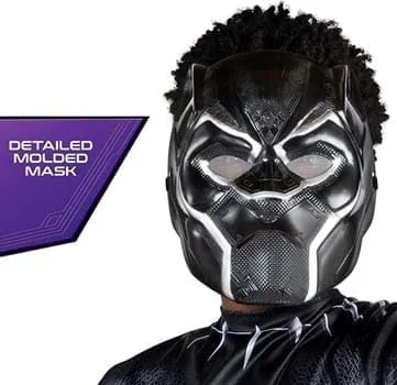 Vista 3 de Marvel Black Panther Official Youth Value Costume - Printed Jumpsuit with Plastic Mask