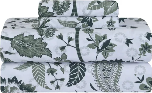 Vista 21 de Feather & Stitch - Juego de sábanas de 100 % algodón más suaves, ropa de cama de tejido percal de 300 hilos, bolsillo profundo de 16 pulgadas
