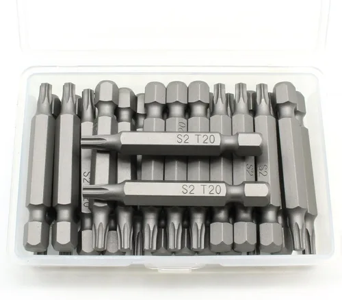 Vista 20 de TMAX Juego de puntas de destornillador de cabeza de estrella T6 Torx de 25 piezas, acero S2 de 6 puntos T-6 puntas de inserción de destornillador