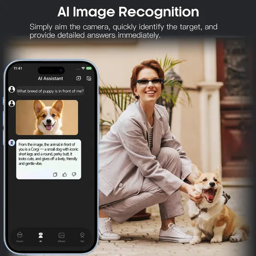 Vista 5 de Yowow BIT Lentes de cámara inteligente AI con cámara HD de 8 MP, fotos 4K y video 1080P, antivibración, llamadas de música y Bluetooth, traducción