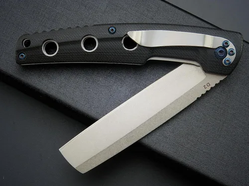 Vista 6 de Eafengrow EF941 EDC Cuchillo plegable de bolsillo D2 Hoja de acero G10 Mango Clip de bolsillo con bloqueo de forro de seguridad para acampar Negro