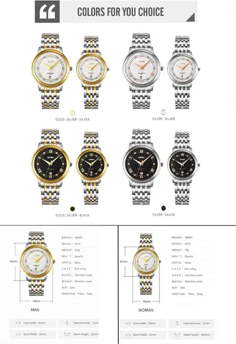 Vista 6 de SKMEI Relojes para mujer, mujer, vestido de acero inoxidable, de lujo, clásico, de moda, analógico, de cuarzo, impermeable, simple día, cita