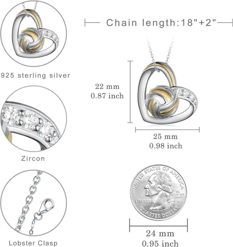 Vista 4 de CVRAVO Collar de voleibolraqueta de tenissoftbol de plata de ley 925 para mujer, joyería deportiva, regalos para hija, niñas, fanáticos