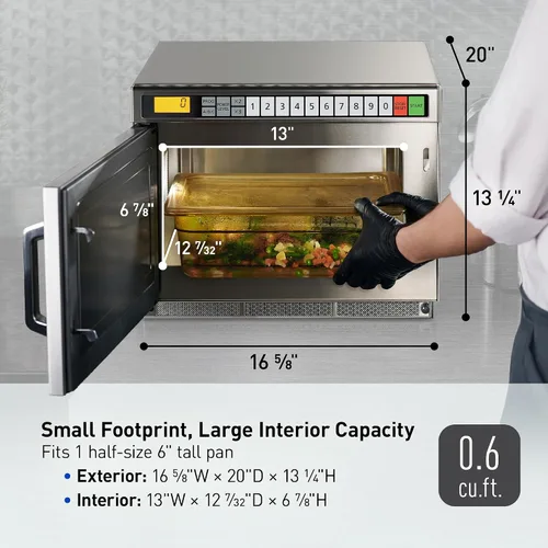 Vista 7 de Panasonic PRO1 - Horno de microondas comercial, resistente, 0.6 pies cúbicos de 2100 W, cocina de 5 etapas, pantalla LCD, acero inoxidable