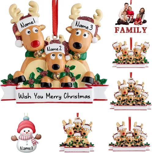 Vista 12 de Amlion Adornos personalizados de cerámica para calcetines de Navidad, familia de 2 a 8, nombres personalizados, estilo tradicional, ocasión
