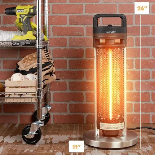 Vista 2 de SereneLife Calentador infrarrojo para patio, calentador eléctrico para patio con control remoto, 900 W, calentadores de interior/exterior