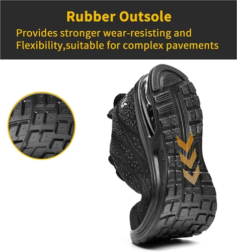 Vista 3 de Zapatos de punta de acero para hombre, zapatos de trabajo de seguridad antideslizantes ligeros y cómodos para hombre, calzado a prueba de pinchazos