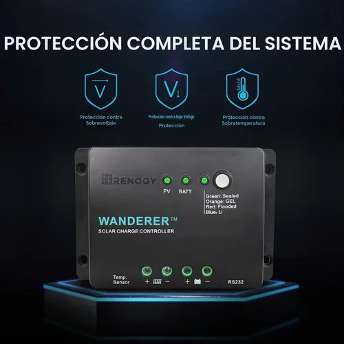 Vista 5 de Renogy Kit de inicio de panel solar monocristalino de 200 vatios y 12 voltios con 2 paneles solares de 100 W y controlador de carga PWM de 30 A