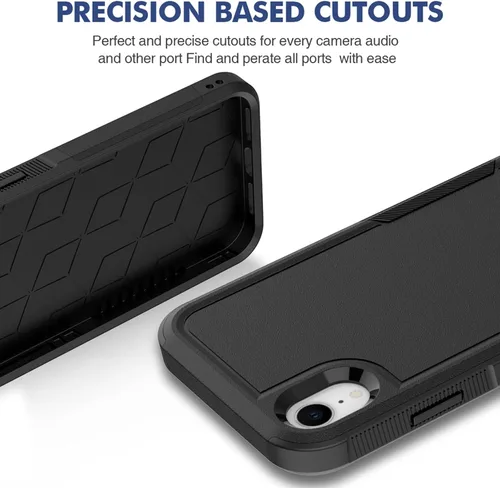 Vista 5 de Funda para iPhone XR: funda protectora de doble capa resistente para teléfono celular, a prueba de golpes, resistente, con protector de pantalla