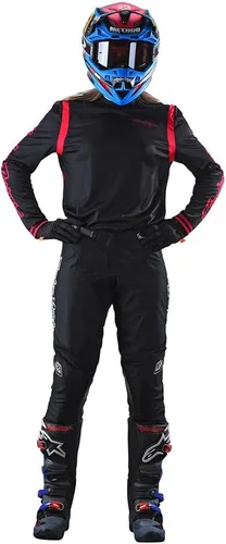 Vista 2 de Troy Lee Designs GP - Camiseta de manga larga para adultos, motocross, todoterreno, color negro, rojo flo, talla M