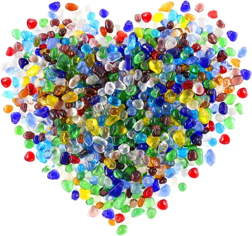 Vista 8 de Hilitchi Piedras de vidrio no tóxicas hermosas y vibrantes colores vibrantes, dispersión de mesa, rellenos de acuario, exhibición de gemas, confeti