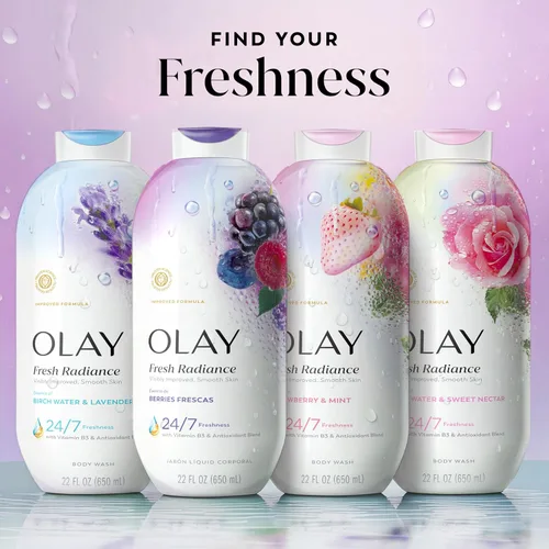 Vista 10 de Olay Gel de baño para mujer, Fresh Radiance, frescura amante de la piel 24/7, visiblemente radiante, limpiadores a base de plantas, vitamina B3