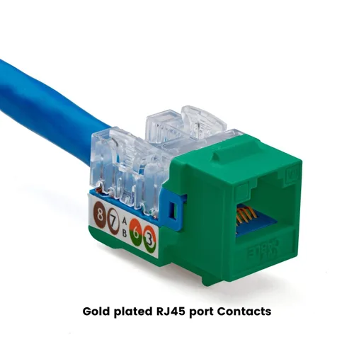 Vista 59 de TRUE CABLE Conector Keystone Cat5e, sin blindaje (UTP), perforado de 90 grados, PoE++ (4PPoE) 100W, certificación UL, verificado ETL, certificado