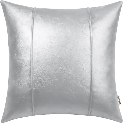 Vista 34 de BRAWARM Funda de almohada de piel sintética de 16 x 16 pulgadas, color Negro