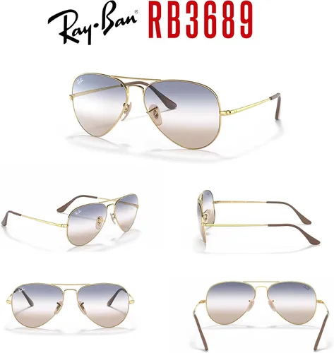 Vista 7 de Ray-Ban Aviator Metal II RB3689 - Lentes de sol de aviador para hombre y mujer + paquete con kit de gafas de diseño iWear de cortesía
