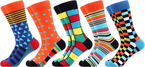 Vista 27 de WeciBor - 12 pares de calcetines de algodón peinado para hombre con diseños divertidos y locos, tamaño 7-10/10-13/13-15 Negro/Azul/Verde/Multicolor