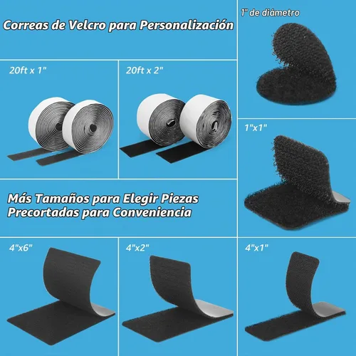 Vista 4 de Art3d 8 juegos de cinta adhesiva de gancho y bucle, tira adhesiva de doble cara de 4 x 2 pulgadas, resistente Negro