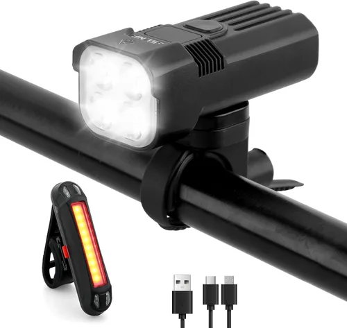 Vista 10 de Bike Light for Night Riding, 2000LM/1000LM Bicycle Headlight & Taillight, Multiple Modes,3000mAh/2000mAh USB C Rechargeable Waterproof LED Bright