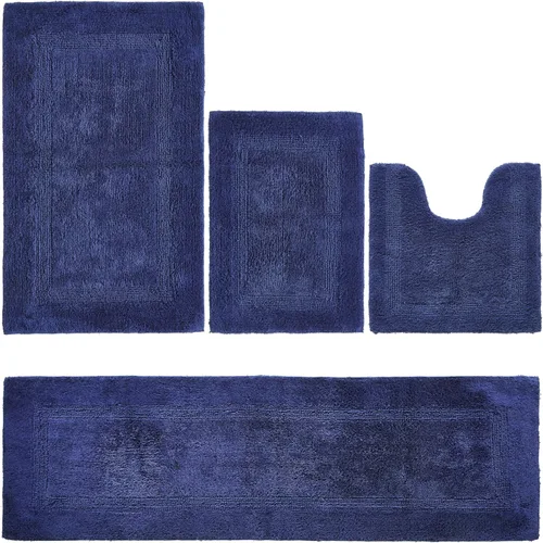 Vista 53 de Better Trends Juego de 4 alfombras de baño de lujo, 100% algodón, suaves, absorbentes de agua, reversibles, lavables a máquina, para decoración