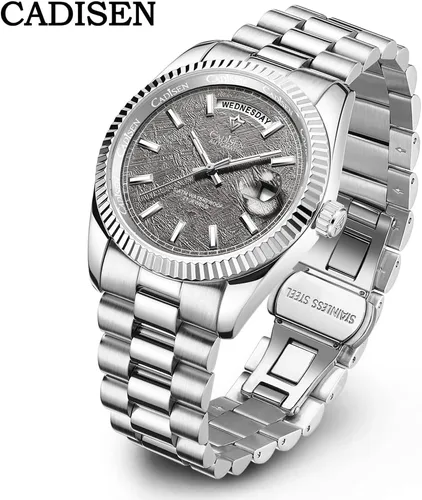 Vista 8 de CADISEN Reloj mecánico automático de acero inoxidable de lujo de marca impermeable de 328.1 ft para hombre de diseño H0mage